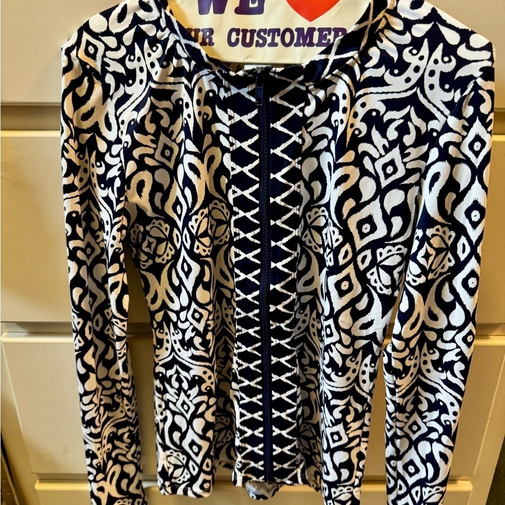 Tommy Bahama Mare Navy IKat Diamond pattern SwimTop